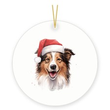 Collie Art Ceramic Christmas Ornament - Printed in USA