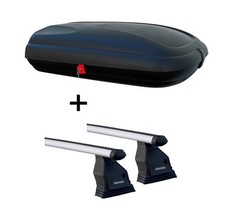 Dachbox CA320L carbonl.+Dachträger Tema für Mahdindra Xuv 500 5Tür ab 13 Alu