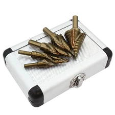 XtremepowerUS Industrial 5pc COBALT UNI STEP BITS SPIRAL FLUTE DRILL BIT SET