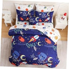 Full Size Comforter Sets Bed in a Bag for Kids,8 Pieces Full-8Pcs Rocket-c