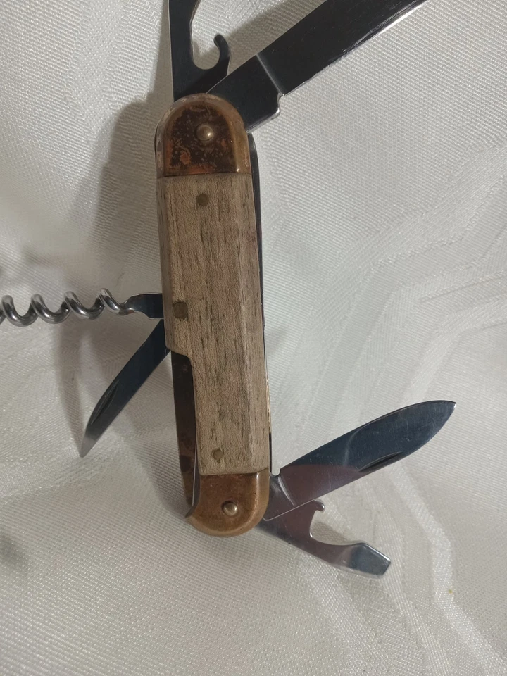 Карманный нож швейцарский стиль дерево n латунь? Прочная ручка ~ 6 функций - Изображение 4 из 4