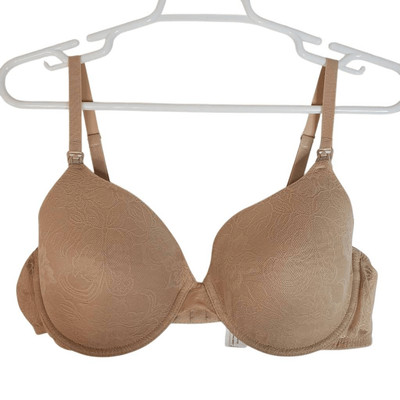 Natori Private Luxuries Underwire Lace Overlay Nursing Bra Nude Size 38 C