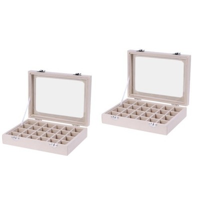  2 stücke 24 Grid Schmuck Aufbewahrungsboxen Schmuck Organizer Portable Display
