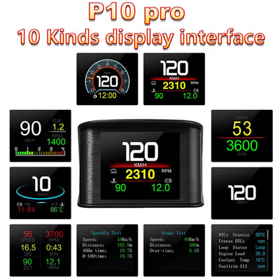 OBD2 P10 Pro HUD Car Head up Display On Board Computer Digital Speedometer Water