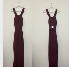 NWT White by Vera Wang Pleated Cross Back Halter Maxi Dress Wine
