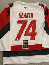 JSA COA JACCOB SLAVIN Signed Autographed Carolina Hurricanes Hockey Jersey