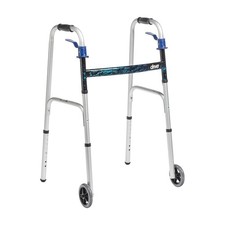 Drive Medical Trigger Release Folding Walker - Lightweight Brushed Steel Design
