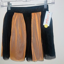 Cat  Jack Halloween Orange And Black Tutu Skirt with Glitter Waist Medium 7/8