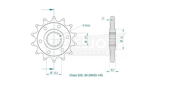 Afam Ritzel 50-29053-14S #525 14 ZäHne (FüR: Benelli 752 S ABS 18-21 )-image