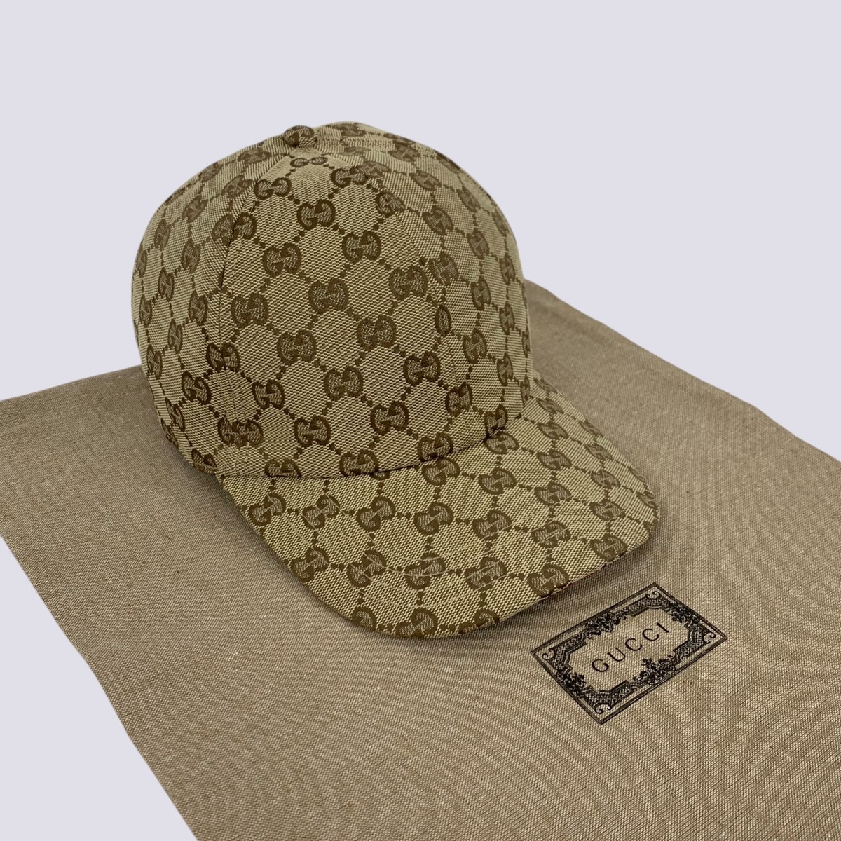 Gucci ベージュ ロゴパターン キャップ M GUCCI GGパターンキャップ ベージュ