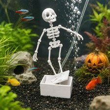 Realistic Dancing Skeleton Aquarium Fish Tank Bubbler Air Stone Ornament Hose