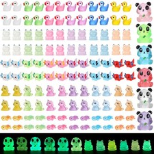 126PCS Luminous Mini Resin Animals Glow in The Dark Duck Turtles Unicorn Frog...