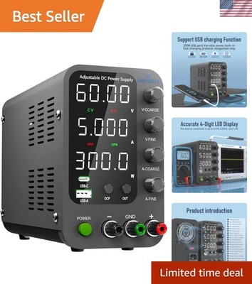 DC Power Supply Variable, 0-60V 0-5A Switching Bench Power Supply with 20W US...