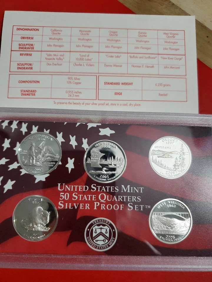 2005 S .90 Silver 50 State Quarters 5 Coin SetOriginalUS Mint Sealed Case no Box - Image 2 of 4
