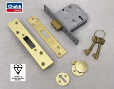 Chubb 5 Lever Mortice Deadlock 3” (80mm) BS3621 Brass finish - 3U114 (Ref 2)