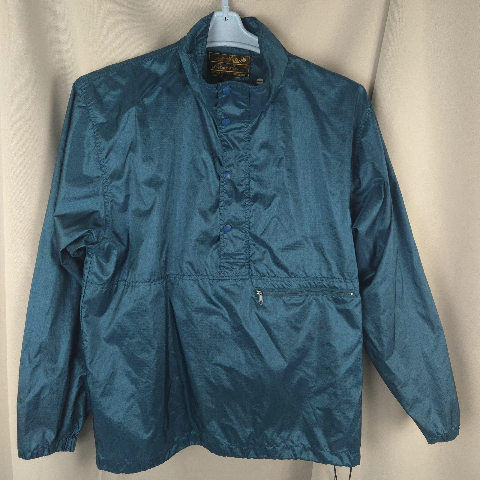 Eddie Bauer Jacket Mens L Blue Anorak Gold Label Ripstop Nylon Gorpcore 90s