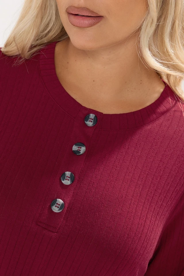 Yours Curve Women's Plus Size Henley Swing Top - Image 4 of 4