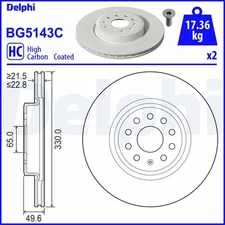 DELPHI BG5143C Brake Disc for CUPRA,VW