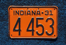 1931 Indiana License Plate Low # 4453