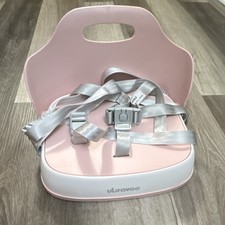 Ubravoo Pink White Baby Booster Chair with Adjustable Harness
