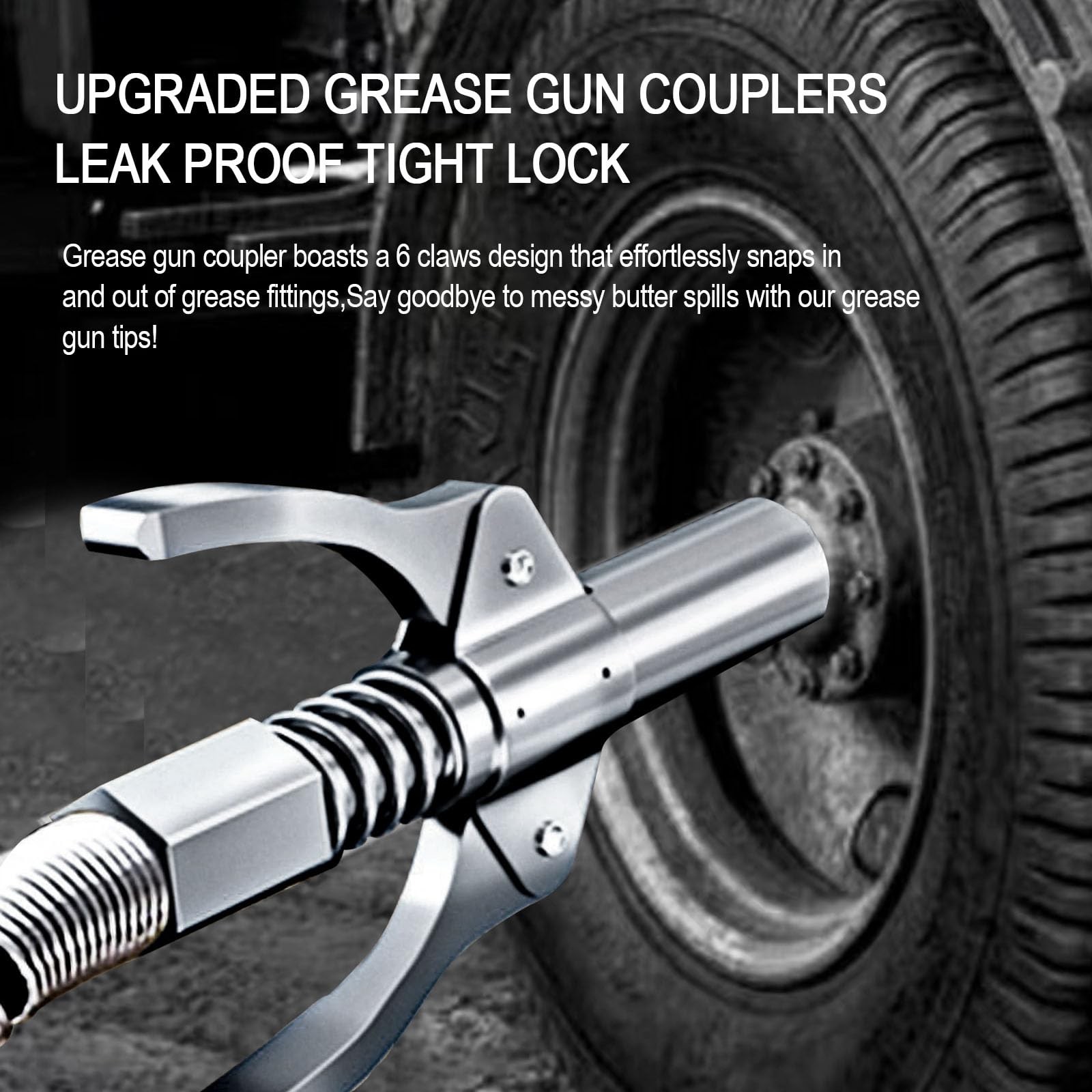 Grease Gun Coupler Grease Gun TipsQuick Lock Double Handles Grease Gun Tip wi...