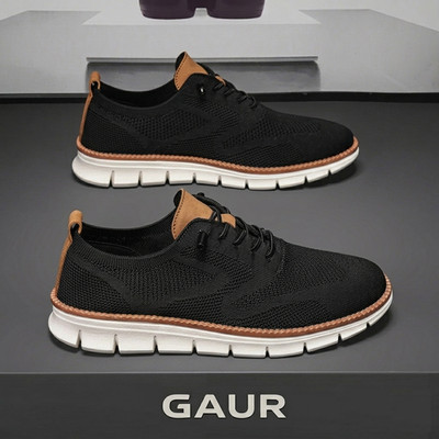 Mens Black Casual Dress Shoes Lightweight Breathable Walking Sneakers Slip On