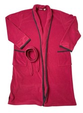 LL Bean Men's Polar Fleece Robe Red with Black Trim Size Large Tall