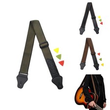 Guitar Strap Soft Cotton Shoulder Strap With 3 Pick Holders For Bass Guitars