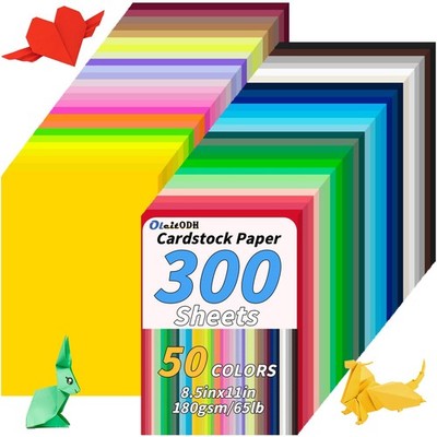 300 PCS Colored Cardstock Bulk 50 Assorted Colors 8.5x11 Inch 180GSM Paper