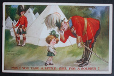 WW1 FRED SPURGIN Comic PATRIOTIC BRITISH GENERAL SCOTS GUARD GIRL BE A SOLDIER