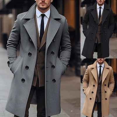 Klassischer Herren Trenchcoat warm lang Oberbekleidung für alle Jahreszeiten für
