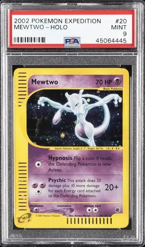 2002 POKEMON EXPEDITION #20 MEWTWO-HOLO PSA 9
