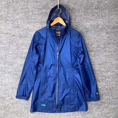 Outdoor Research Helium Rambler Rain Jacket Womens Small Blue Pertex Shield+