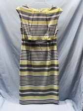 NWOT Calvin Klein Women’s Dress 8 Multicolored Striped Sleeveless Belt Zip Lined
