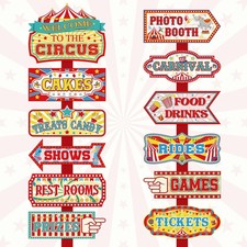 24 PCS Carnival Decorations Circus Party Direction Signs Welcome Signs Kids