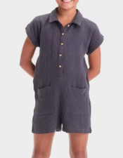 NEW Grayson Threads Kids Girl's Gauze Short Romper Gray Size Small