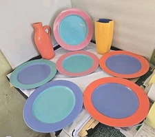 6 Lindt Stymeist Colorways Large Dinner Plates Multicolor Memphis Era Japan