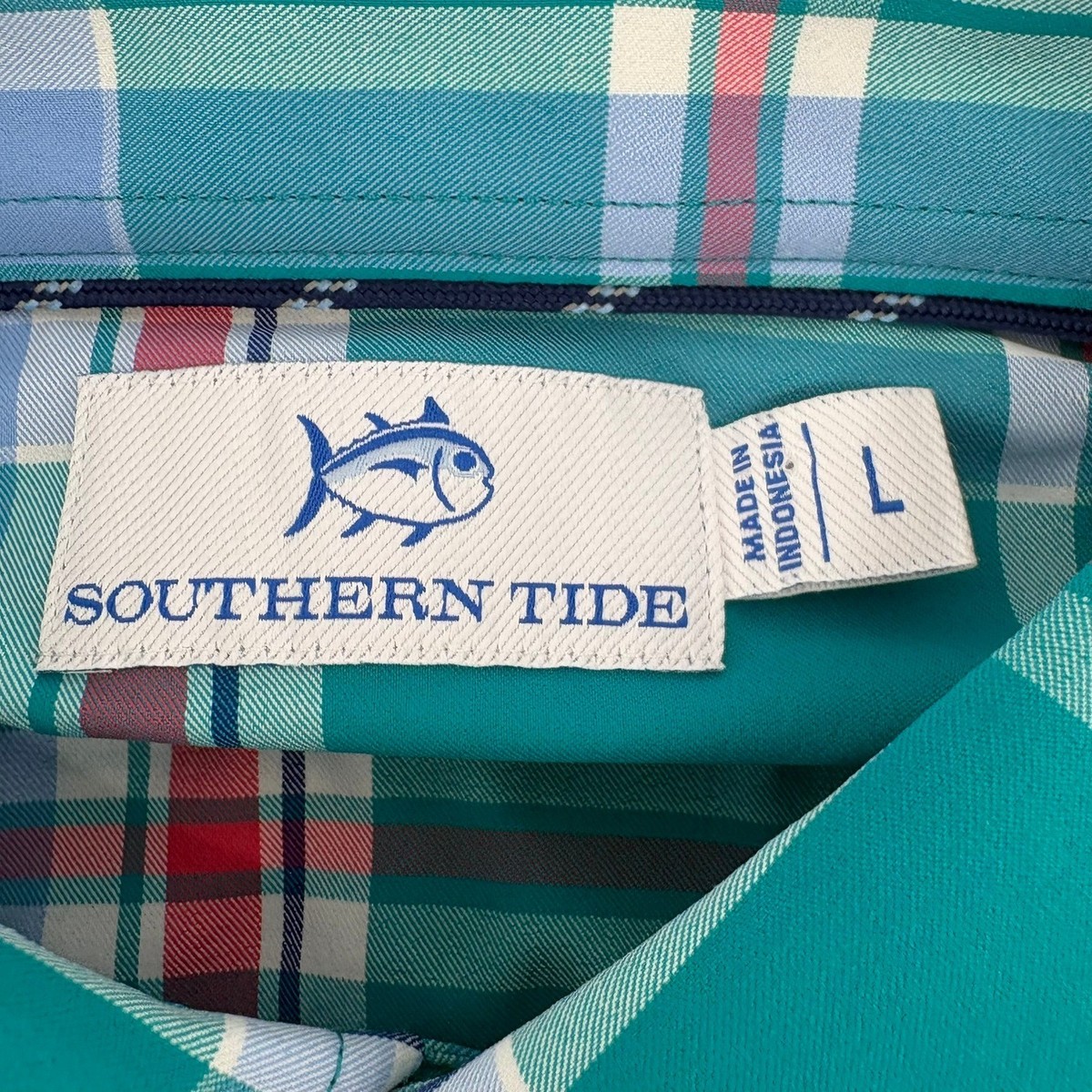 Southern Tide Mens Greenview Sportshirt Spruce Shade Plaid Performance Shirt View 4