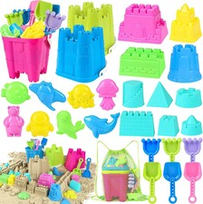 Beach Toys for Toddlers, Sand Castle Toys with 3 Bucket, 6 Shovels, Mesh Bag  S