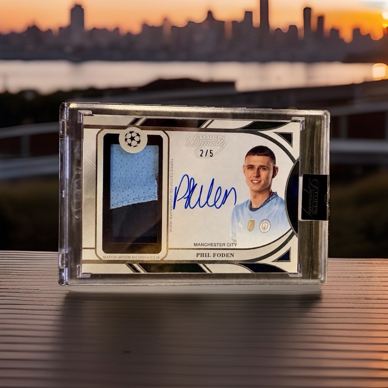 2024-25 Topps Dynasty UCL Phil Foden #2/5 Black Game Used On Card Auto MAN CITY