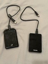 External Hard Drive Lot of 2  Toshiba 1TB & Seagate GoFlex 500GB w/ Cables Good