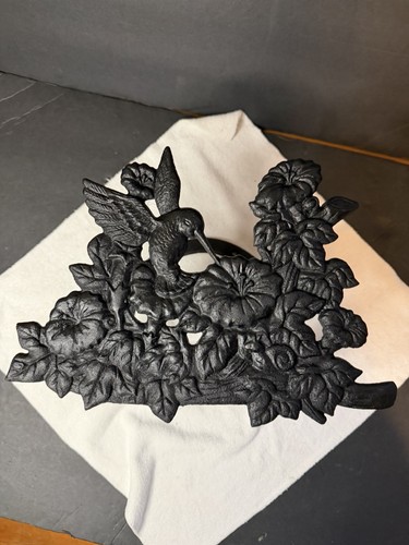 Vintage Heavy Duty CAST IRON Hummingbird Water Hose Holder/ Wall Mount