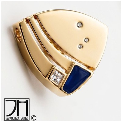 LR Joyce Anhänger Strass Emaille Art Déco Stil vergoldet enamel pendant