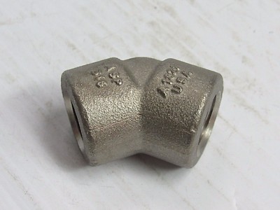 NEW ASP 316 S/S STAINLESS 45° DEGREE ELBOW 2M 2000# 1/2''NPT THREADED