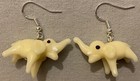 WHITE ELEPHANT GLASS BEAD EARRINGS with SS Ear Wires AFRICAN ASIAN TRUNK TUSK — photo 3