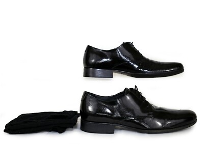 Emporio Armani Black Patent Leather Tuxedo Dress Oxford Formal Men's Shoe  Sz
