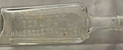 Oddity Antique Bottle with raised letters R. Schering Berlin Chausseestrasses 24