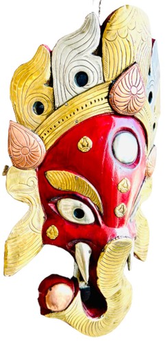 Ganesh Handcrafted Wall Sculpture Wooden 15 IN Wall Sculptur Single Wooden Mask - Picture 2 of 11