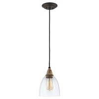 Pendellampe Deckenleuchte HäNgelampe Esszimmerlampe Stahl Glas Holz D 16,2 Cm