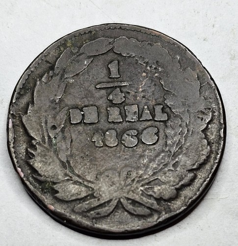 1865 Chihuahua, Mexico 1/4 Real Coin - KM#344 - 第 8/10 張圖片
